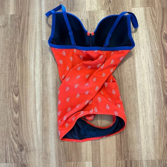 Boden Red Blue Underwire Summer Beach Vacation One-Piece Swim-Suit Sz 36C - Picture 6 of 11